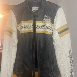 Women Harley mesh leather jacket